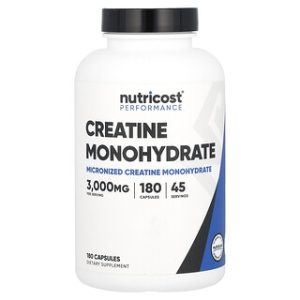 קריאטין מונוהידראט Nutricost 180 כמוסות - לשיפור ביצועים