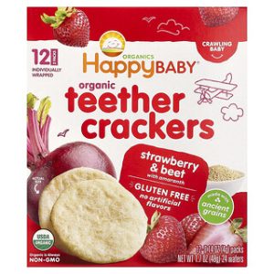 קרקרים אורגניים לתינוקות Happy Baby- תות וסלק 12 יחידות