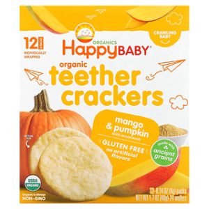 קרקרים אורגניים לתינוקות - מנגו ודלעת - Happy Baby