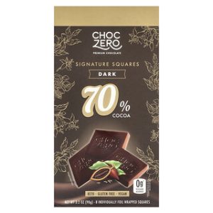 ריבועי שוקולד מריר 70% קקאו ChocZero - 8 יח'