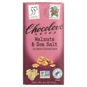 שוקולד מריר Chocolove עם אגוזי מלך ומלח ים