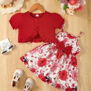 שמלת קיץ לילדות 1-6 , פרחונית עם כתפיות