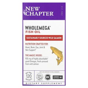 שמן דגים Wholemega , 120 כמוסות רכות , New Chapter