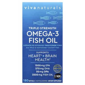 שמן דגים אומגה 3 עוצמתי - Viva Naturals 180 כמוסות