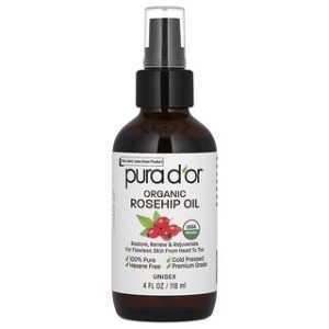 שמן רוז היפ אורגני Pura Dor - 118 מ"ל - לעור בריא