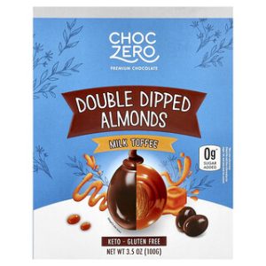 שקדי ChocZero טבולים בשוקולד - טופי חלב 100 גרם
