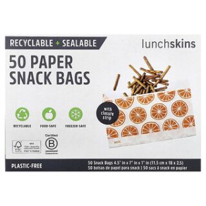 שקיות נייר לחטיפים Lunchskins כתומות - 50 יחידות