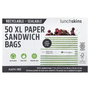 שקיות נייר לסנדוויץ' XL עם סוגר - Lunchskins 50 יח'