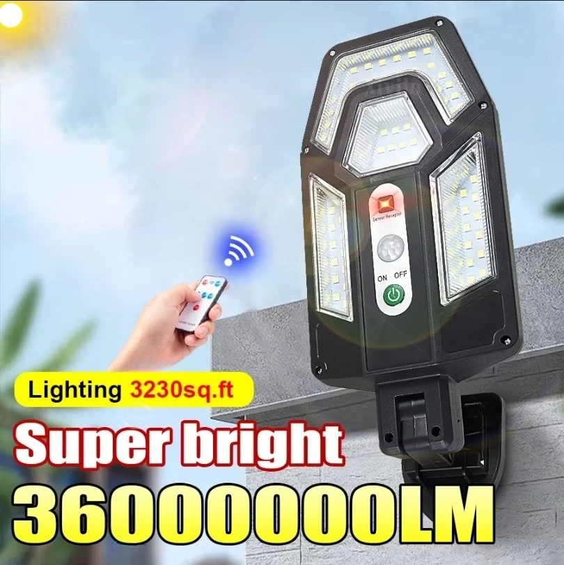 תאורת גן סולארית חזקה עם שלט - חיישן תנועה 8000LM