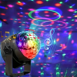 תאורת דיסקו לרחבה- מנורת סטרוב RGB מסתובבת
