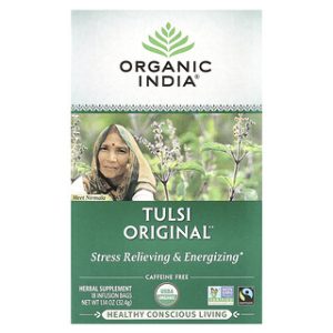 תה טולסי אורגני ללא קפאין - Organic India - 18 שקיקים