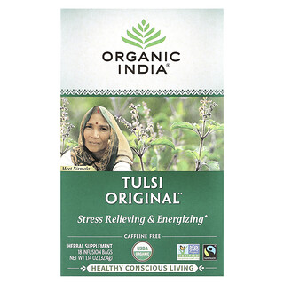 תה טולסי אורגני ללא קפאין - Organic India - 18 שקיקים