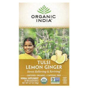 תה טולסי לימון ג'ינג'ר אורגני - Organic India
