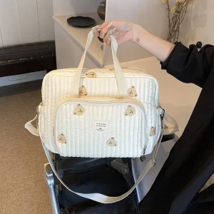 תיק עגלה גדול ומאורגן לאם- תיק חיתולים רקום