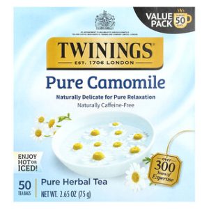 תמצית קמומיל טהור Twinings - 50 שקיות תה ללא קפאין