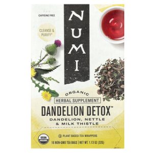 תמציתית, ברורה ומתאימה לקידום, Numi Tea - תה דנדליון דיטוקס אורגני - 16 שקיקים