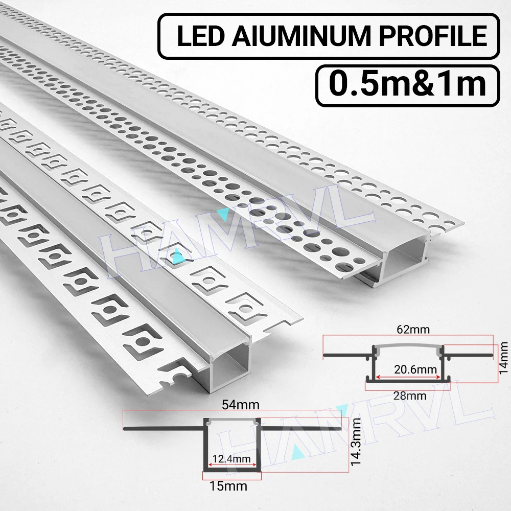 תעלת LED אלומיניום מגבס- תאורת פס 50 ס"מ-1 מטר