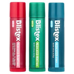 בליסטקס משחה לשפתיים 3 יח׳ - הגנה SPF15 בטעם מנטה,ברי