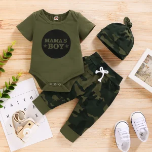 סט בגדי קיץ לתינוק בנים - רומפר + מכנס הסוואה
