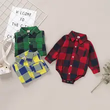 בגד גוף תינוק בן יומו - אדום משבצות - 0-18 חודשים