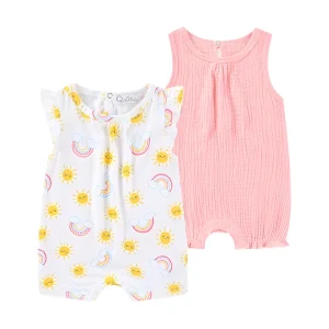 בגדי גוף לתינוקות קיץ-2 חלקים מצוירים לבנות