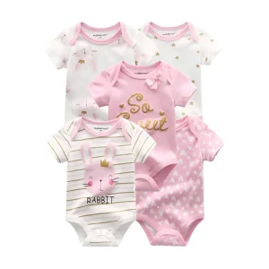 בגדי גוף תינוקות קצרים 100% כותנה - 5 יחידות