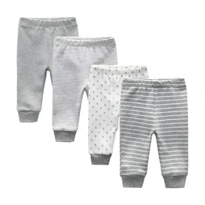 מכנסי תינוקות רכים מכותנה - 4 יחידות - לתינוק,ת