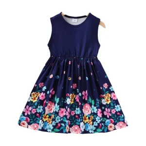 שמלת קיץ לילדות, הדפס פרחים-נוחות יומיומית