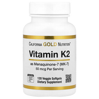 California Gold K2 50 מק"ג - ויטמין K2 טבעי - 120 כמוסות