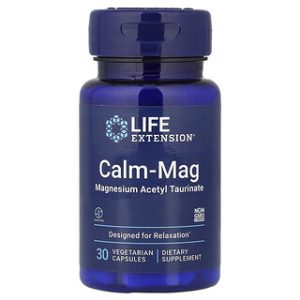 Calm-Mag Life Extension - מגנזיום אצטיל טאורינט 30 כמוסות