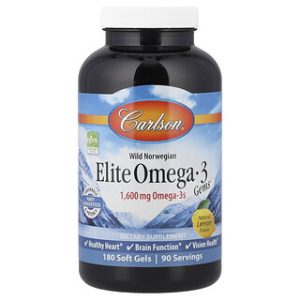 Carlson Elite Omega-3 - ג'לים רכים 180 טעם לימון