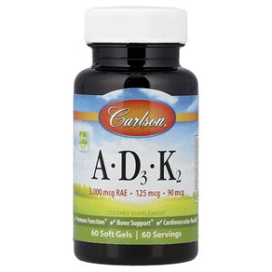 Carlson ויטמין A-D3-K2 - 60 כמוסות רכות - בריאות מעולה