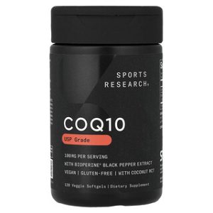 CoQ10 Sports Research - 120 כמוסות USP עם ביופרין