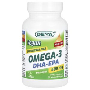 Deva Vegan Omega-3, DHA-EPA 500 מ"ג - 60 כמוסות
