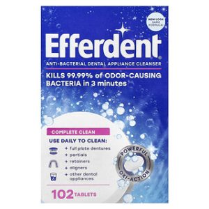 Efferdent - מנקה תותבות אנטי-בקטריאלי 102 טבליות