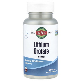 KAL - Lithium Orotate 5 מ"ג - 60 כמוסות צמחוניות