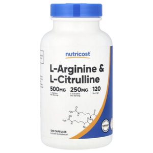 L-ארגינין ו-L-ציטרולין Nutricost - 120 כמוסות
