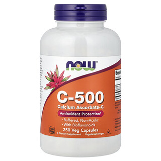 NOW C-500 Calcium Ascorbate-C - ויטמין C טבעי 250 כמוסות