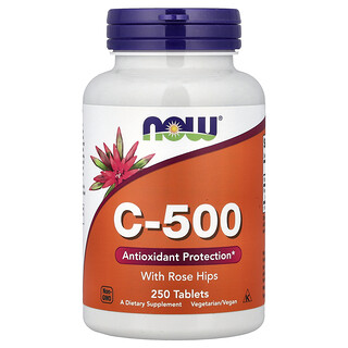 NOW Foods C-500 ויטמין C עם רוזה היפ - 250 טבליות