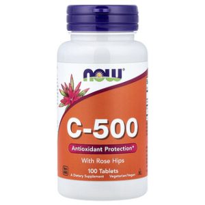 NOW Foods C-500 עם רוזהיפ - ויטמין C 100 טבליות