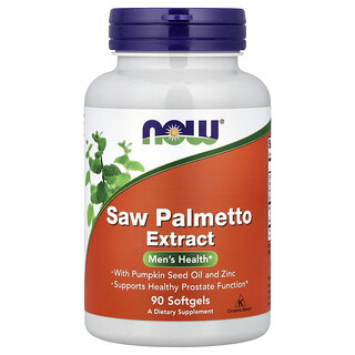 NOW Foods Saw Palmetto - תוסף תזונה לתמיכה בערמונית