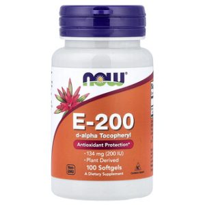 NOW Foods ויטמין E 200 IU - 100 כמוסות רכות