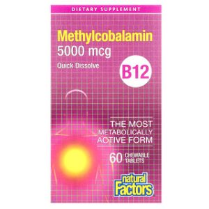 Natural Factors B12 5000 מק"ג - מתיקובלמין 60 טבליות