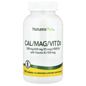 NaturesPlus CalMag D3 K2 - תוסף סידן מגנזיום 180 טבליות