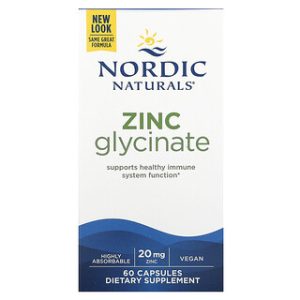 Nordic Naturals - אבץ גליצינאט 20 מ"ג - 60 כמוסות