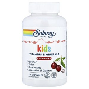 Solaray Kids ויטמינים לעיסה בטעם דובדבן - 120 טבליות