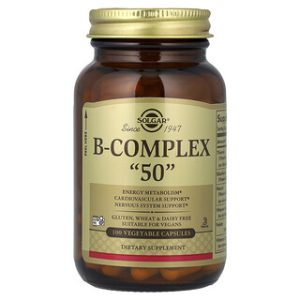 Solgar B-Complex 50 - ויטמין B מרוכז, 100 כמוסות