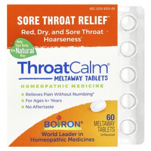 ThroatCalm Boiron, הקלה על כאב גרון לילדים (60 טבליות)