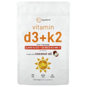 ויטמין D3 + K2 - 300 כמוסות רכות , Micro Ingredients
