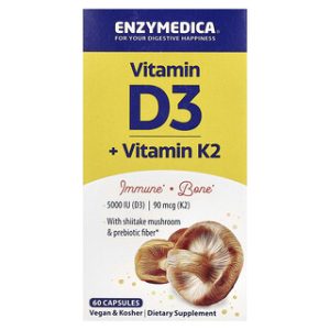ויטמין D3 K2 - Enzymedica , 60 כמוסות - בריאות העצם